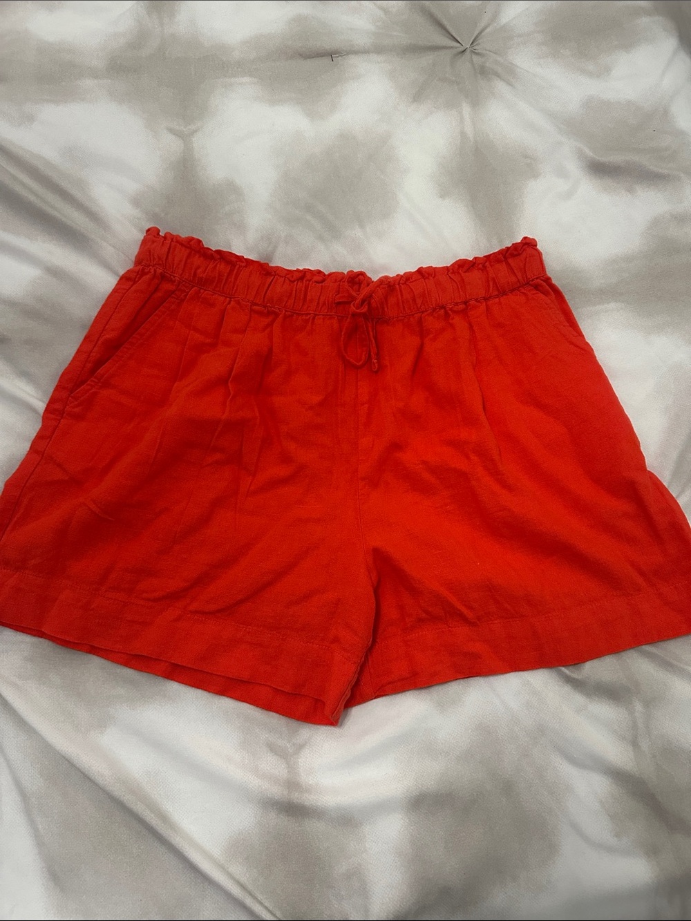 Time and Tru Bright Red High Waist Drawstring Shorts